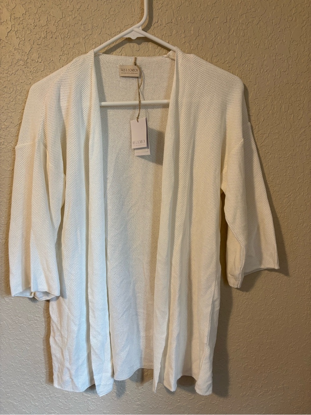 NWT Cream Open-Front Knit Cardigan